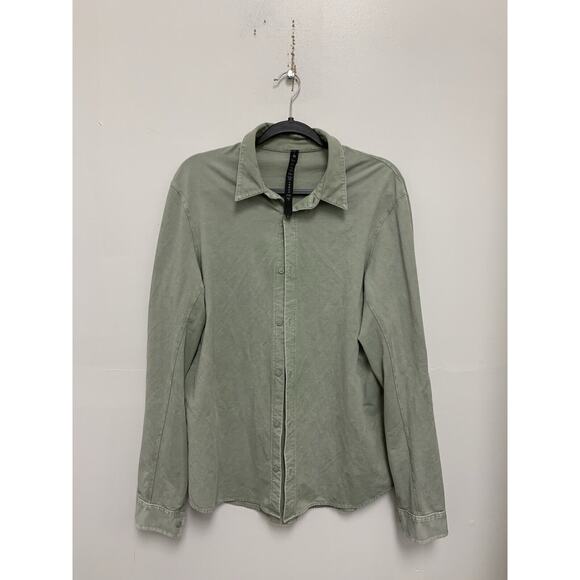 Lululemon Commission Long-Sleeve Shirt Wash Dyed Green EZYZ Men's Size L - Picture 1 of 4